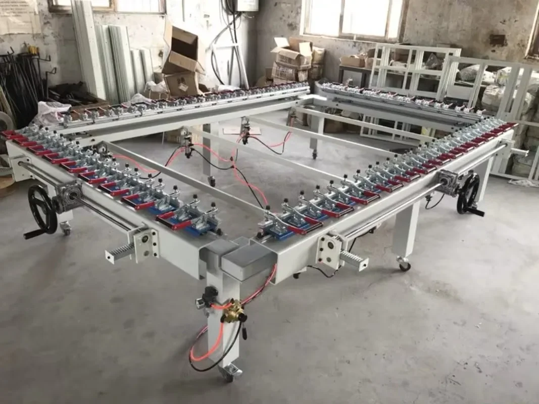 【Best-selling】Large Size Customized Double Clamp Silk Screen Printing Mesh Stretching Machine Screen Mesh Stretcher With Worm D
