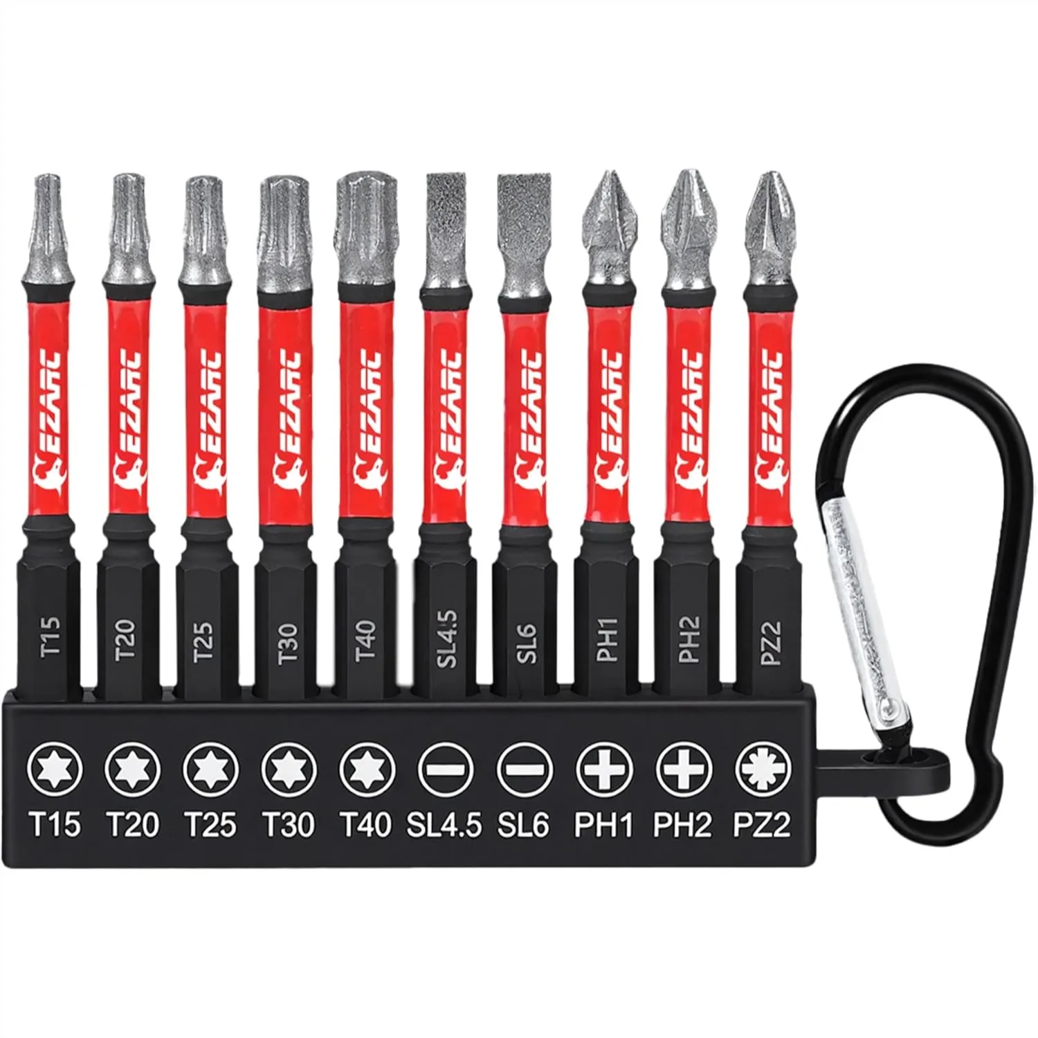 

Diamond Tip Screwdriver Bit Set, Anti-Slip Magnetic 2-9/16"(65mm) Torx Phillips Pozidriv Slotted Bits, S2 Alloy Steel, 1/4" Hex