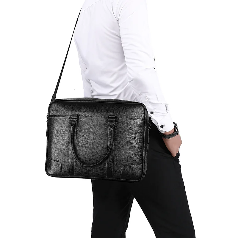 Hot-selling Handbag Genuine Leather Men's Laptop Men Bag Cowhide 15inch Business Trip Briefcase Large Capacity Dropshipping