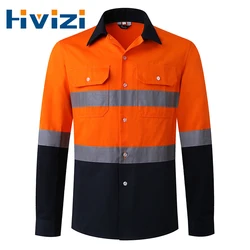 Hi Vis Shirts Safety Workwear 100% Cotton Reflective Long Sleeve