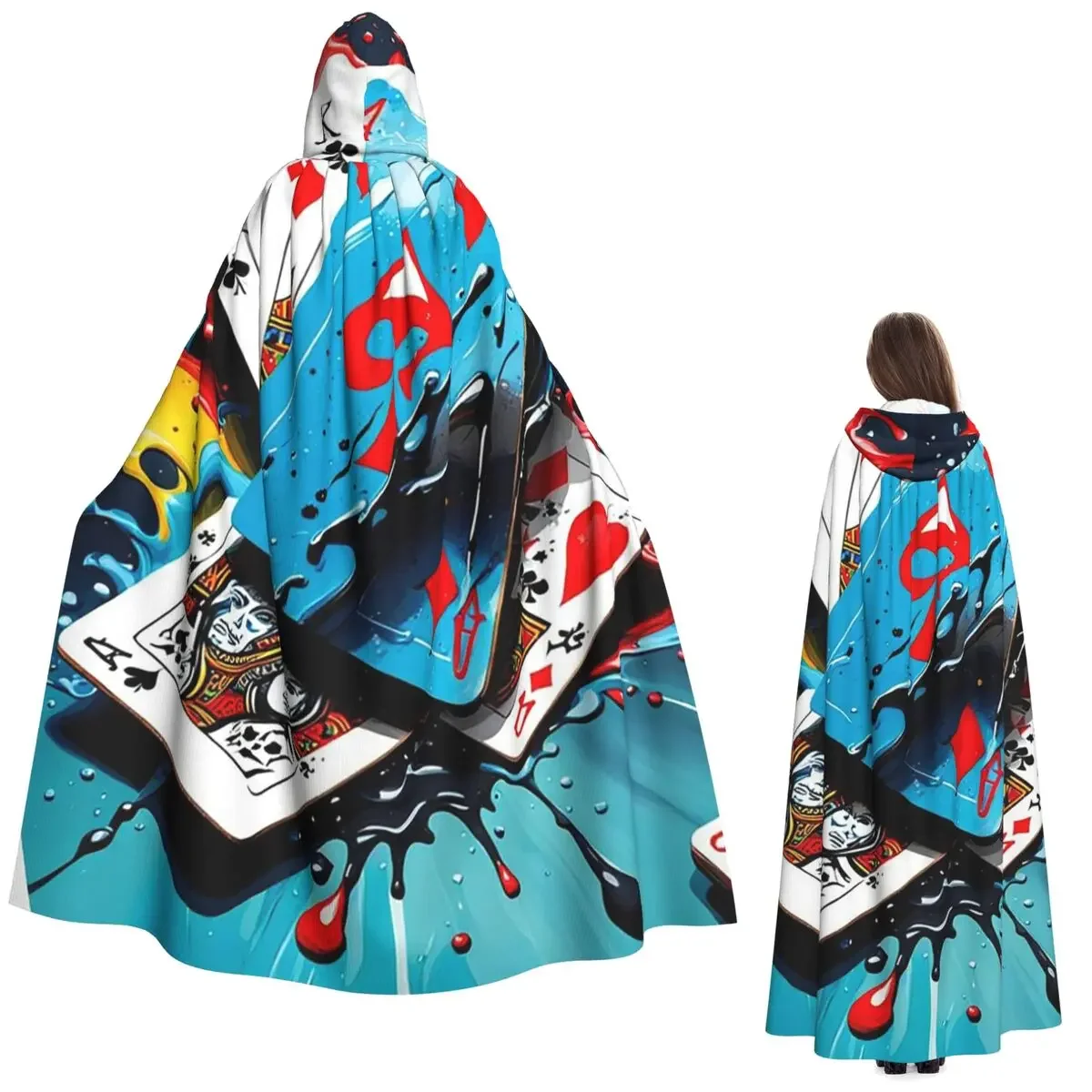 

Покерные карты, длинный плащ с капюшоном, средневековый костюм ведьмы