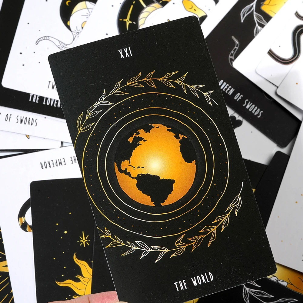 2023 Newest Moon Tarot Deck 78 Gold Foil Cards Rider Waite Beginner Self Care Tarot Indie Tarot 70x121mm Gilded Edge Party Game