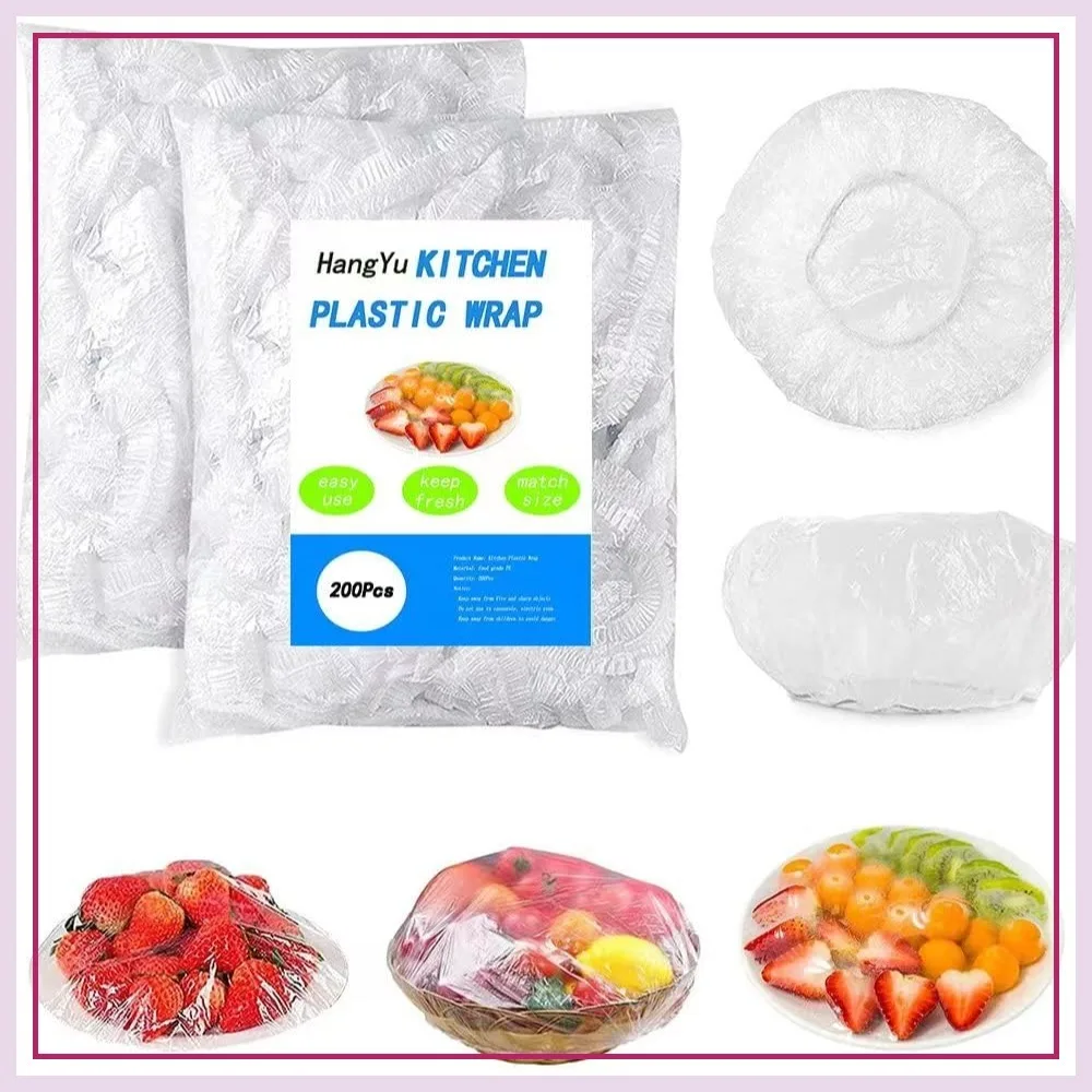 

200Pcs Elastic Bowl Covers, Food Grade PE Dish Sealing Wrap for Fresh Keeping, Sourdough Bread Proofing Basket Lids