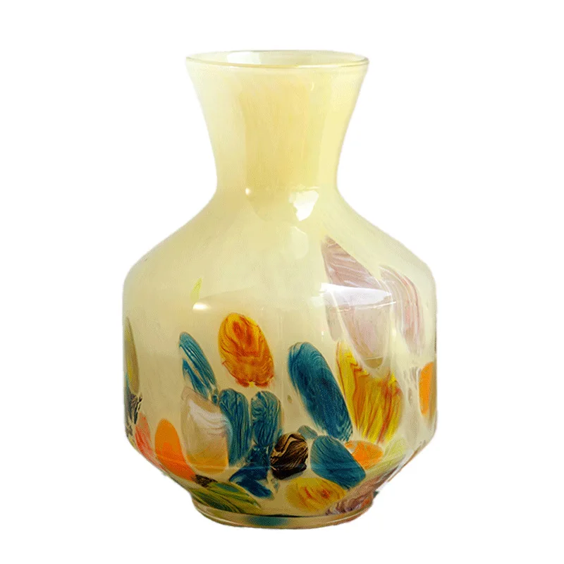 

DSA light luxury glass vase color medieval art desktop flower arrangement high-end living room dining table decoration ornament