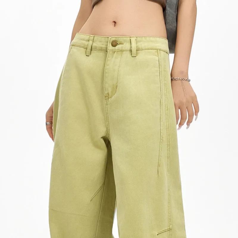 الصيف الأبيض عادية فضفاض خمر لصق مستقيم فضفاض الجينز النساء Y2K 2025 موضة منخفضة الارتفاع غسل الدنيم واسعة الساق جان السراويل #5