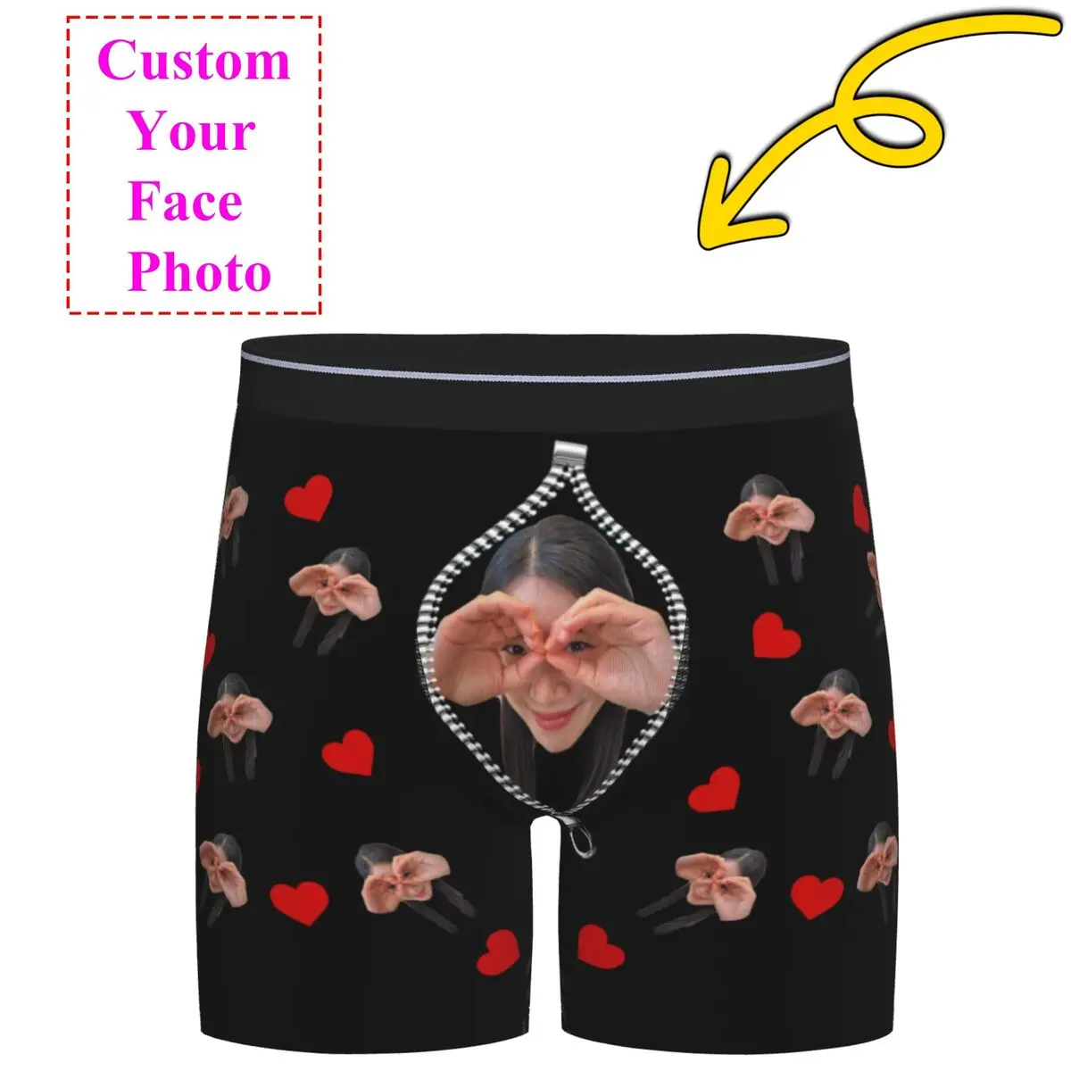 Personalized Custom Underwear Photo Face Customized Boxer Briefs Shorts Panties Underpants For Husband Valentine's Day Gift