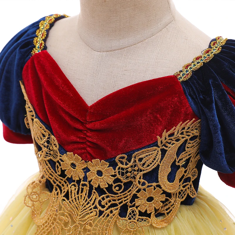 Baby Girl Dress 1-6 Year Princess Dress Snow White Cosplay Costume Kids Halloween Birthday Party Dress Christmas Ball Gown