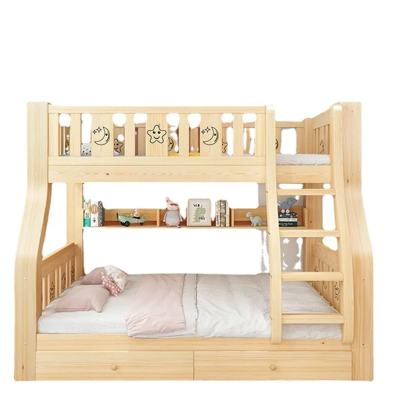 All solid wood, up and down bed, children, ladder, double layer, bold and thick, high and low, bedroom.