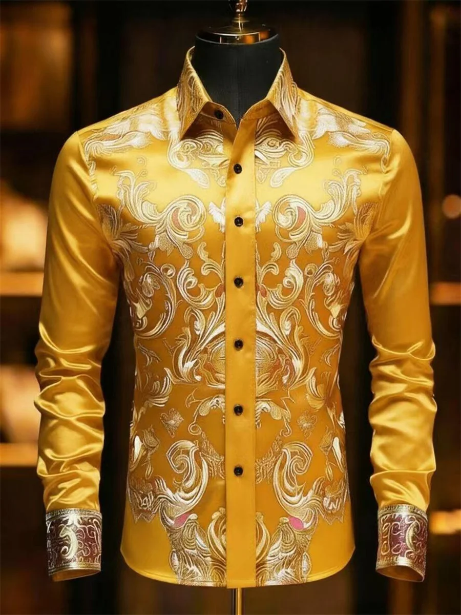 

Noble and elegant, high-quality and comfortable men's long sleeved shirt, fashionable trend, digital printing, street outdoor