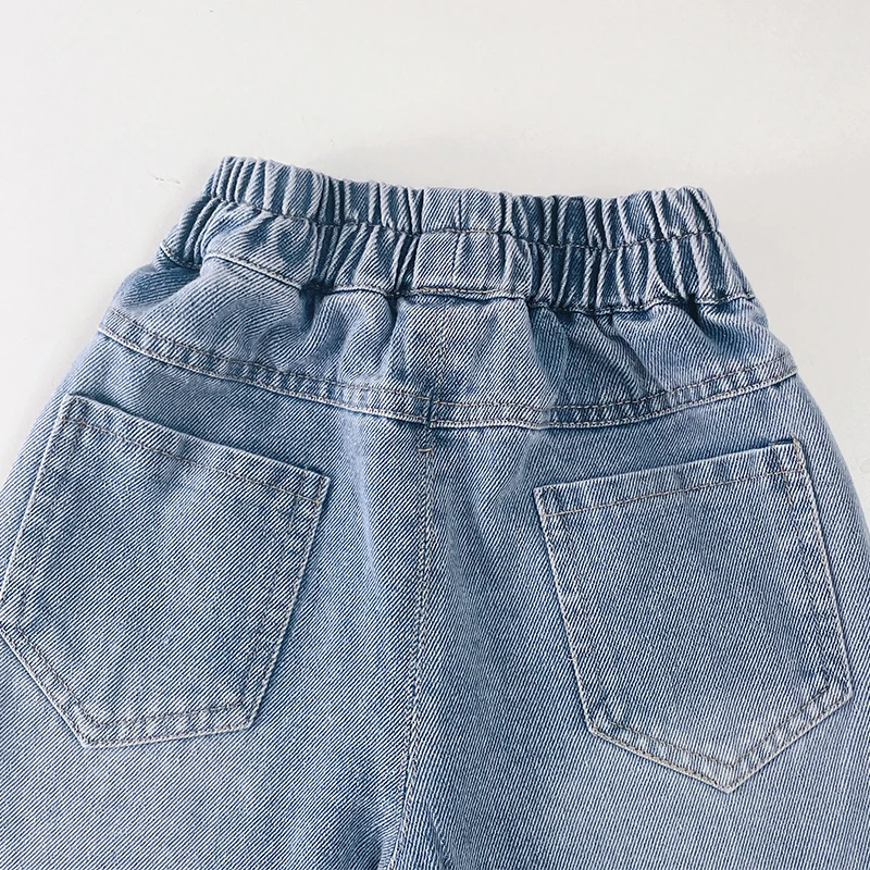 Spring and Autumn Washed Soft Denim Baby Girl Straight Wide-Leg Pants Diamond in the Debris Butterfly Loose Long Pants 5 Spring and Autumn Washed Soft Denim Baby Girl Straight Wide-Leg Pants Diamond in the Debris Butterfly Loose Long Pants 5