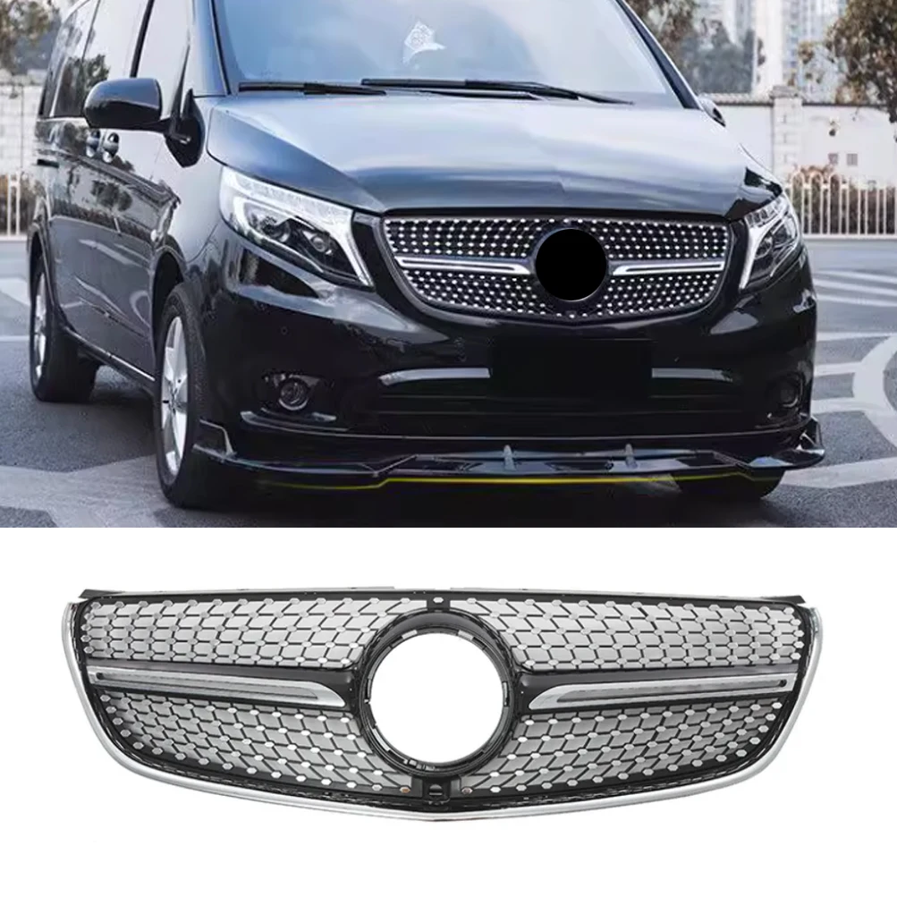 Diamond Style Front Bumper Grille Hood Tuning Racing Grill For Mercedes Benz V Class W447 2015-2019 2020-2023