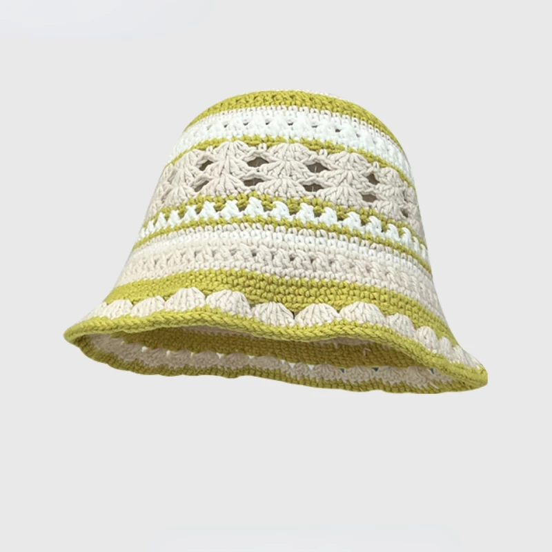 2025 herbst Neue Häkeln Koreanische Handgemachte Eimer Hut Frauen Weben Gestrickte Hut Y2k Mode Blumen Herbst Winter Mützen Becken Kappe – Detail 15