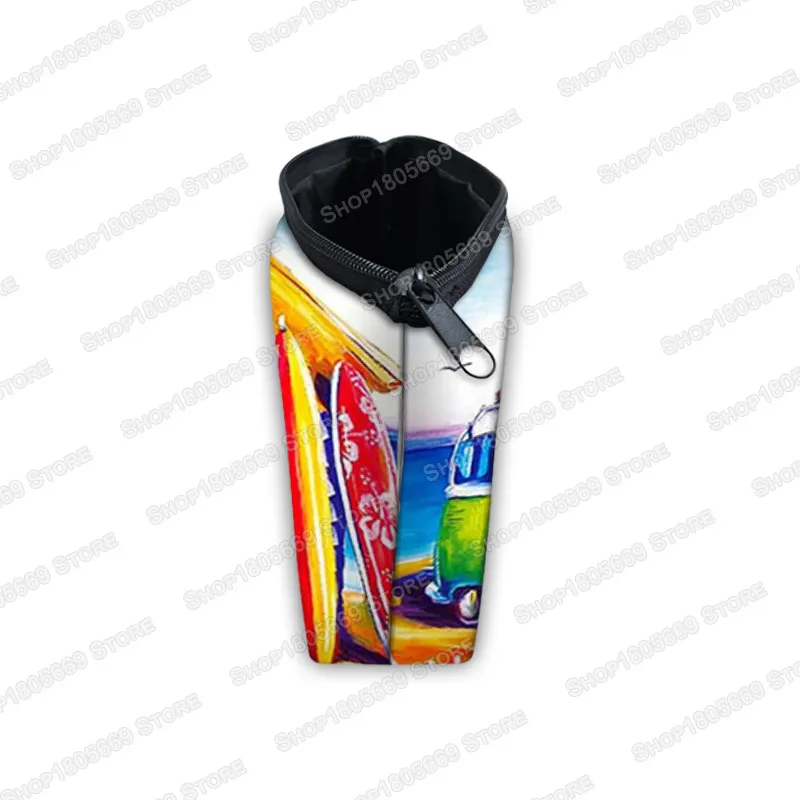 Colored cars on seaside vacation Cosmetic Bag Women Makeup Bag British Car Girls Storage Bags Ladies Portable Cosmetic Case Gift