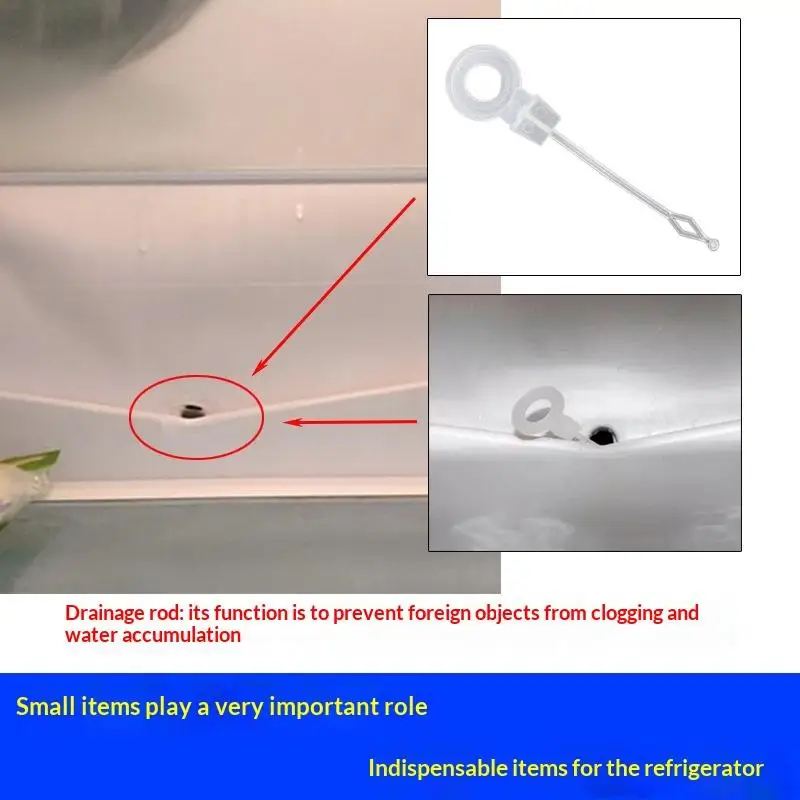 SL10Pcs Fridge Drain Hole Overflow Plugs Unclogging Rod Fridge Spout Universal Accessories