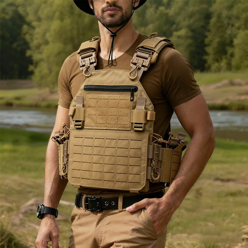 Chaleco táctico ajustable para hombres/mujeres, liberación rápida, para entrenamiento de fuerza y fitness.