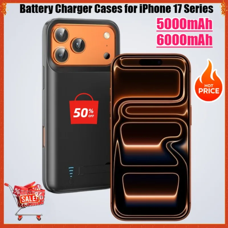 

New Portable Battery Charger Case for IPhone 17 Series External Battery Case Power Bank for 17/17Pro /17 Pro Max /17Air