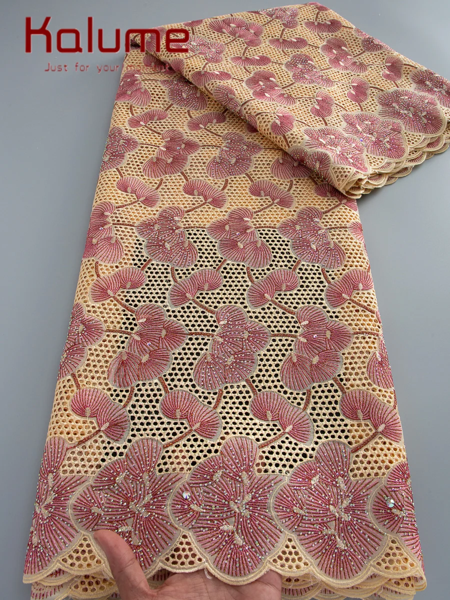 Kalume Swiss Lace Fabric High Quality 2026 High Quality 5 Yards Austria Embroidery African Cotton Lace Fabric for Dress Sewing