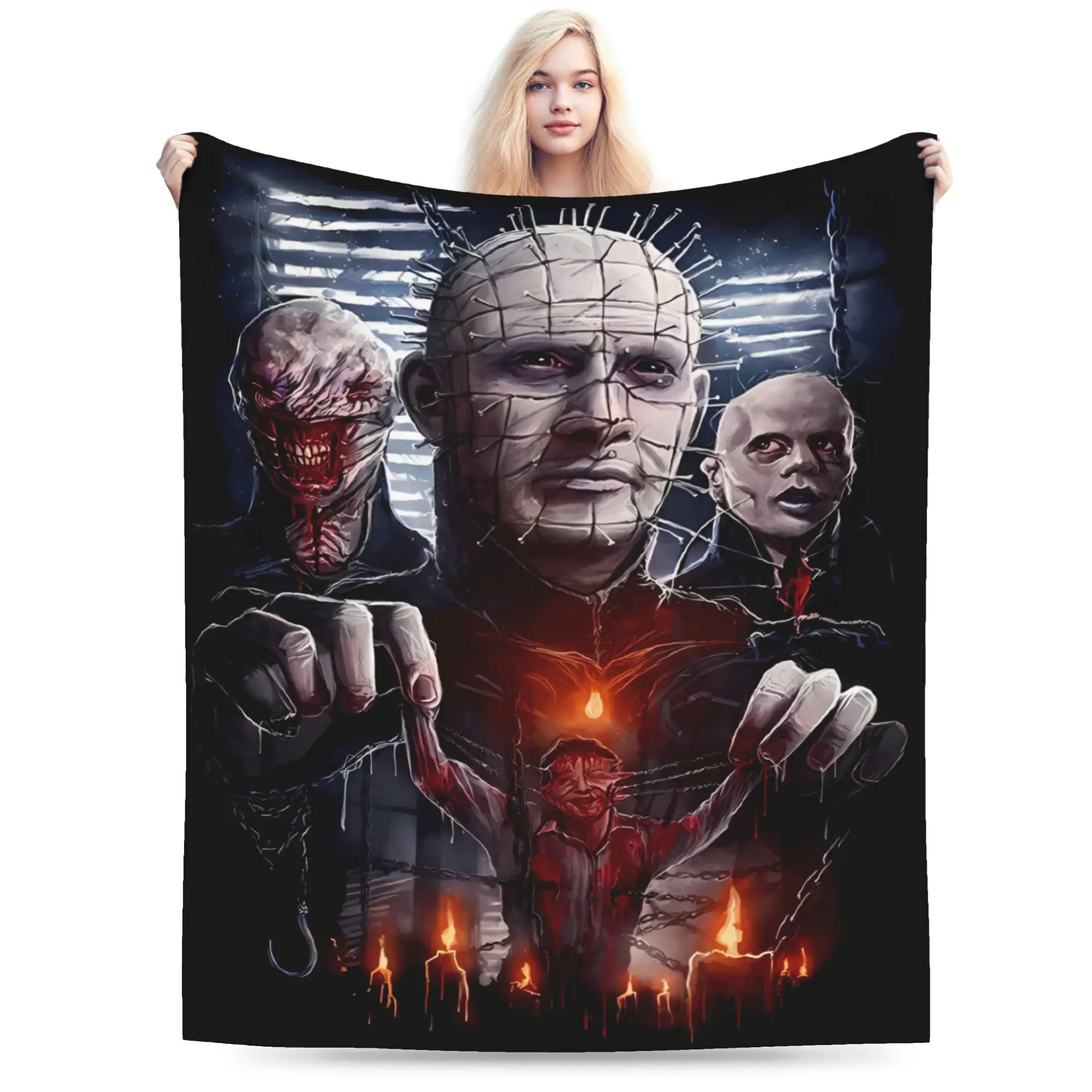 Hellraiser Pinhead Lament Blanket  Warm Soft Pattern Plush Throw Blanket For Child Couch Bed Flannel Bedspread Bed Cover