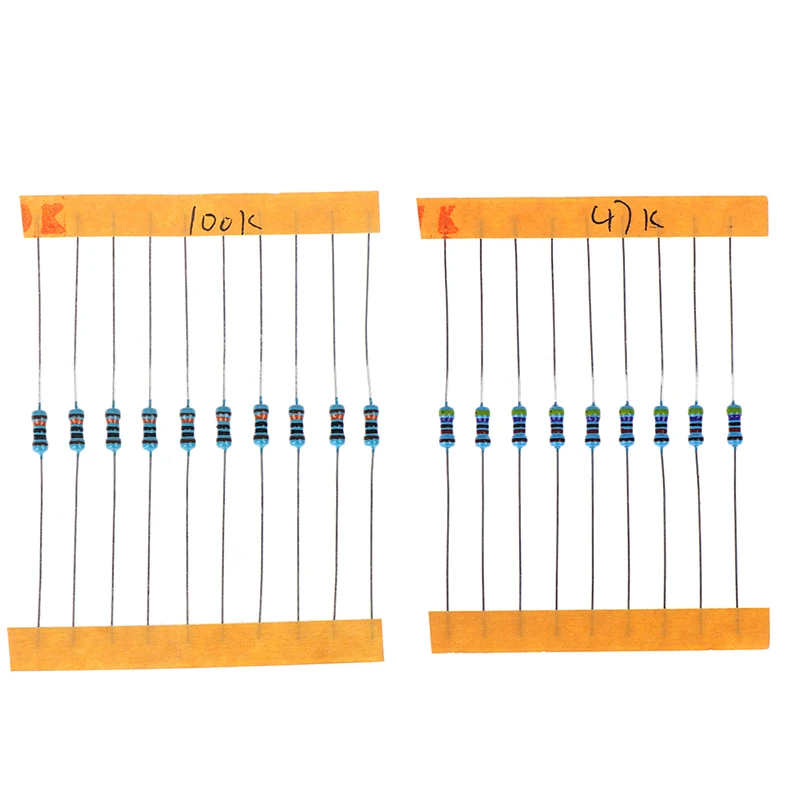 300 шт., 30 значений, каждого значения, металлический пленочный резистор в упаковке 1/4 Вт комплект резисторов в ассортименте