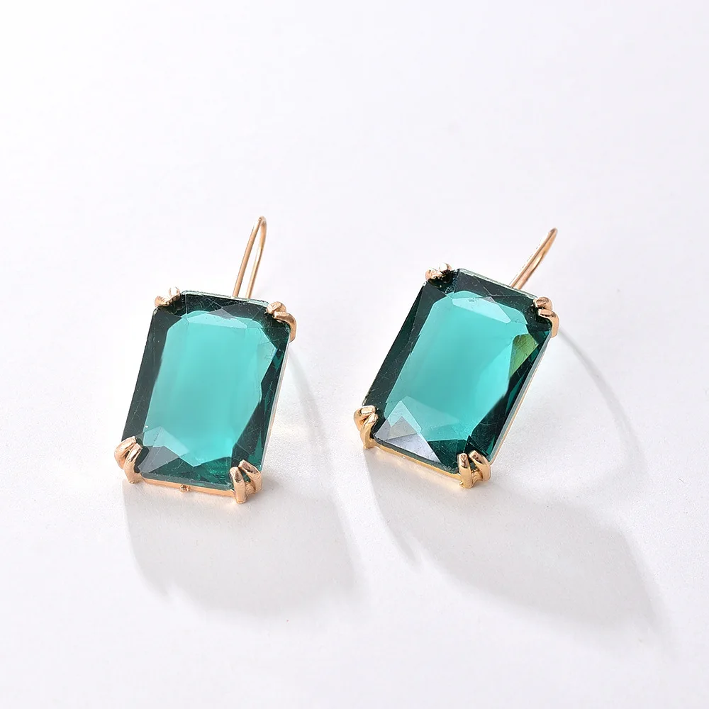 Multicolor Square Rhinestone Earrings Female Geometric Fashion Earrings for Women Transparent Jewelry Accessories Party Gift