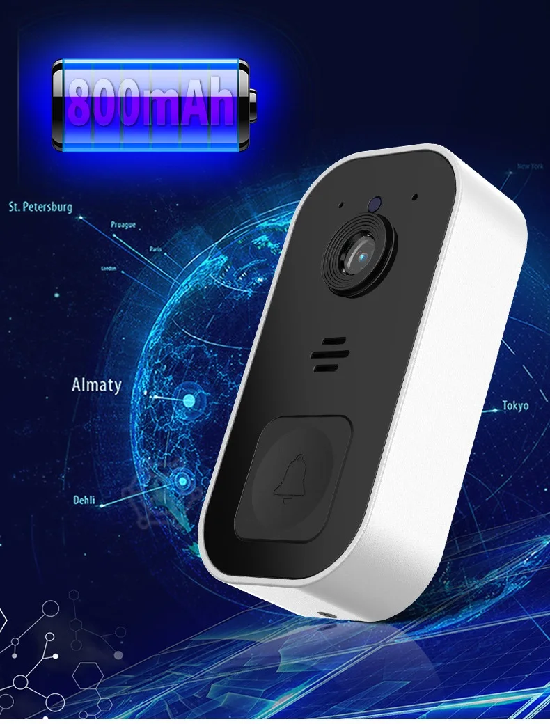 720p 120Degree Low Comsunption WIFI IP Doorbell IR Night Vision Video Door Phone Visual Doorbell With Indoor Chime Door Entry
