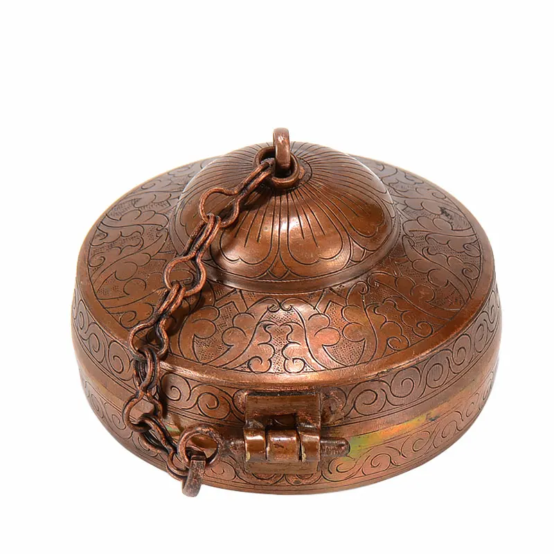 Handmade Eight Auspicious Symbols Carved Finger Cymbals Box Indoor Home Percussion Instrument Bell Cover