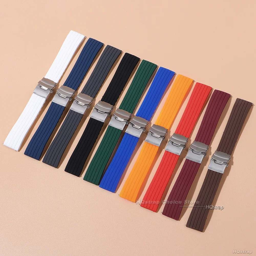 سيليكون ساعة مطاطية حزام الفرقة نشر مشبك 18 مللي متر 20 مللي متر 22 مللي متر 24 مللي متر ل Seiko استبدال حزام الإفراج السريع الرياضة حزام الساعات