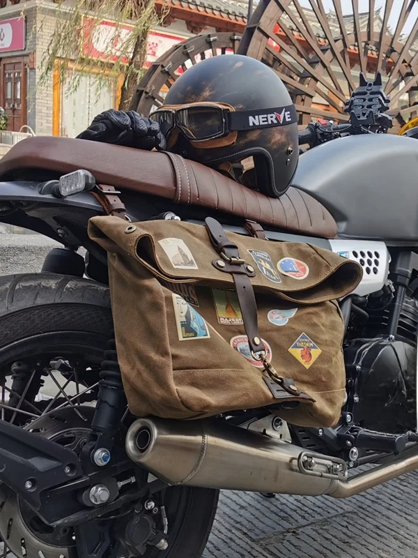 American Retro Canvas Slant Bag Motorcycle Leisure Computer Side Bag Casual Crossbody Bag for Young Men And Women