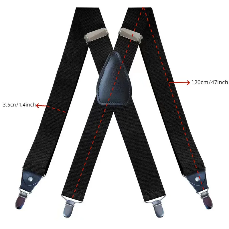 Мужские регулируемые подтяжки X-Back с прочными зажимами. Мужские рабочие подтяжки для работы и джинсов.
