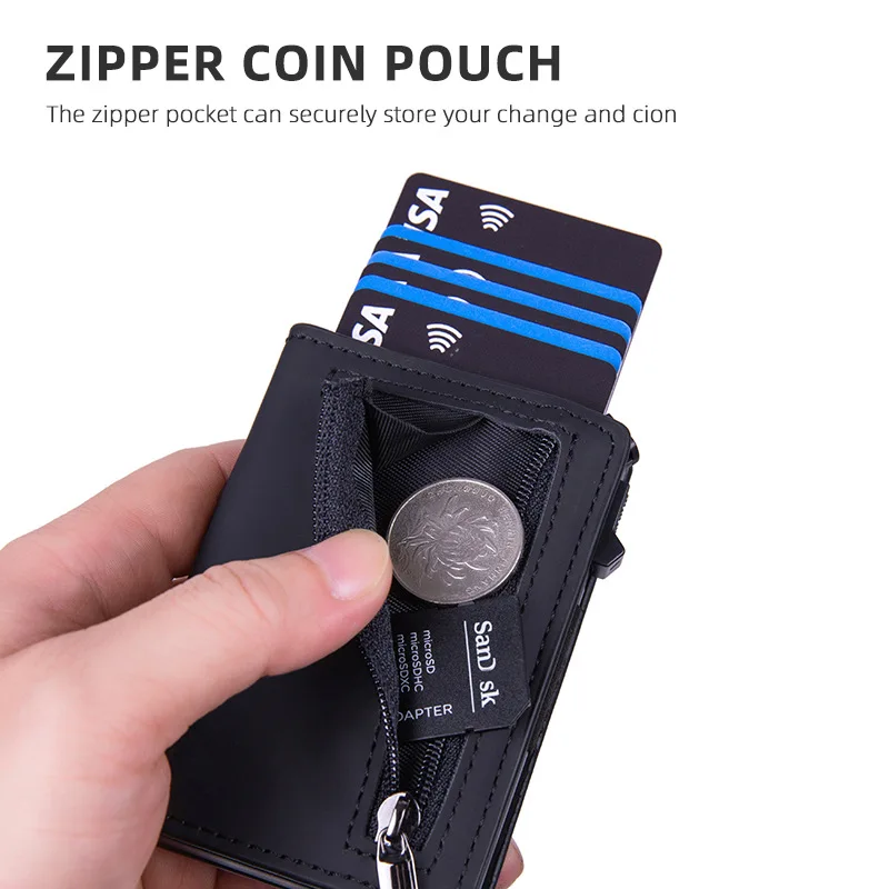 Magnetic Credit Card Holder Luxury Men Wallet Rfid Blocking Pop Up Minimalist Wallet Leather Bank Cardholder Case Wallet for Men