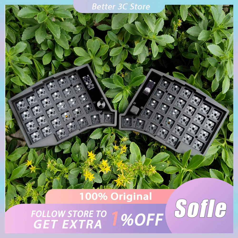 Sofle Split Keyboard Bluetooth Dual Mode Zmk Scheme Custom Rgb Hot Swap With View Directional Rocker Knob Screen Keyboard Gift