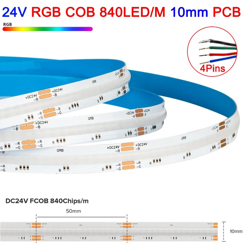 5 m SPI RGB RGBW RGBCCT COB LED-striplicht DC12V 24V 840 784 720 576 LEDs / M Flex FCOB LED-tape Licht dimbaar lineair linttape