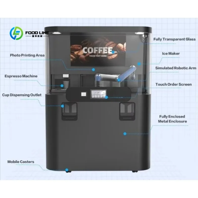 Customized Coffee Barista Robot Commercial Coffee Vending Machines Automatic Freshly Ground Coffee Maker