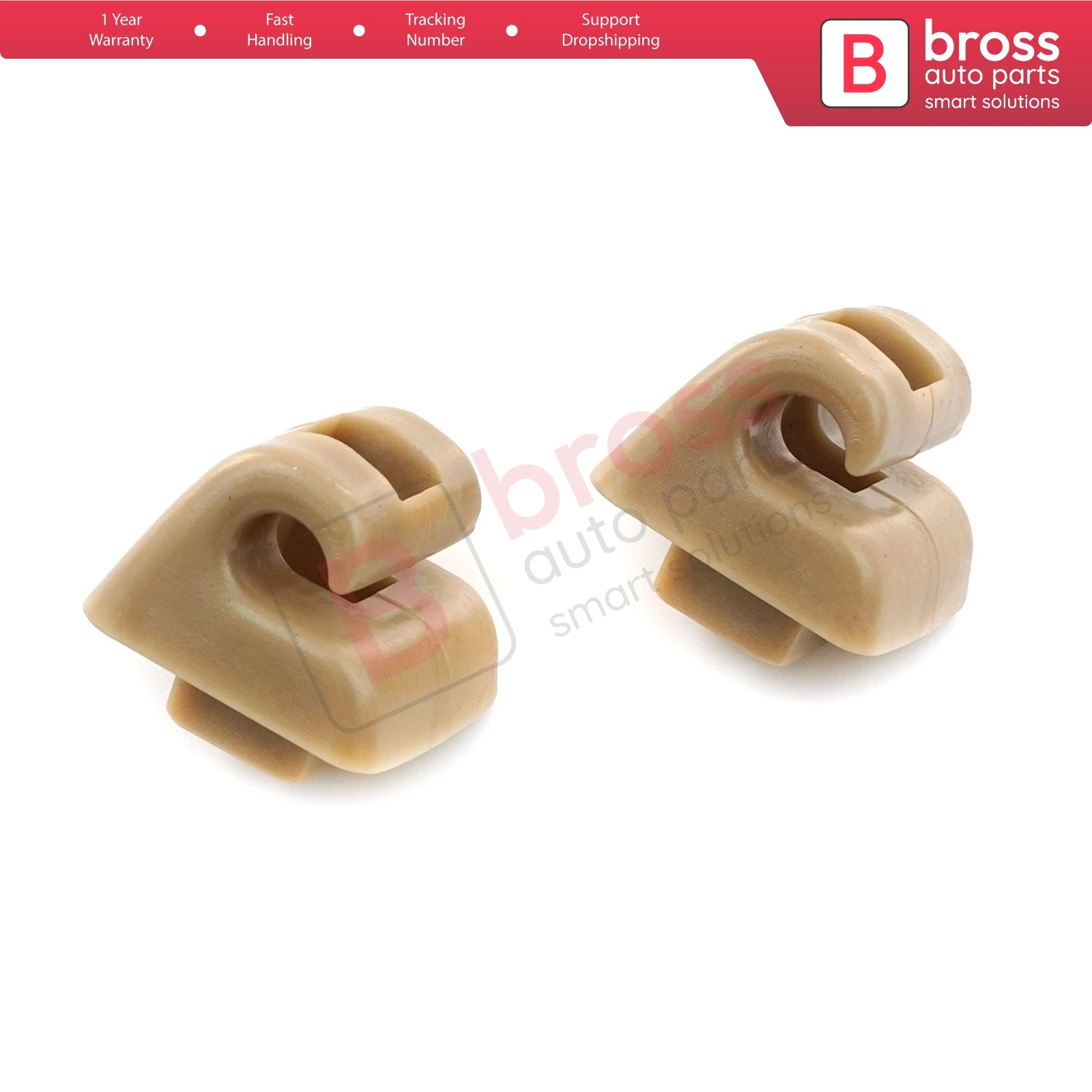 

Bross BSR503 2 Pieces Sunvisor Sunshade Retainer Leg Repair Clips for Mercedes E Class W123 W124 W126 W140 W201 Tan color