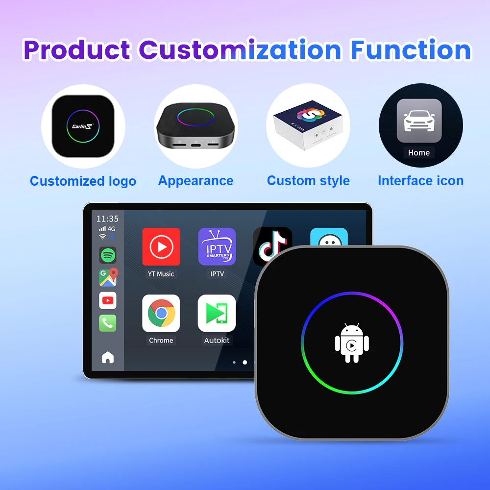 Custom Logo Carlinkit Ai Tv Box Auto Wireless Youtub Carplay Adapter 8G 128Gb 64Gb Stereos Wifi Android 13 Car Play Dongle