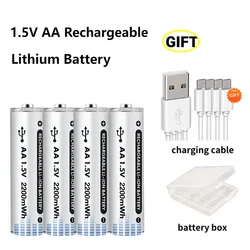 1.5V USB Rechargeable Battery AAA Lithium Ion Battery AA with Capacity 2200mWh for Romote Control LED Toy Keyboard