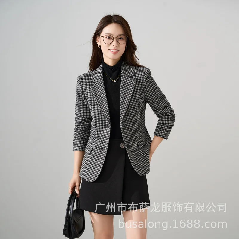 2025년 신상 우아한 패션 정장 캐주얼 여성용 긴 소매 프로페셔널 스몰 블레이저 포멀 여성용 싱글 재킷 워크웨어25618