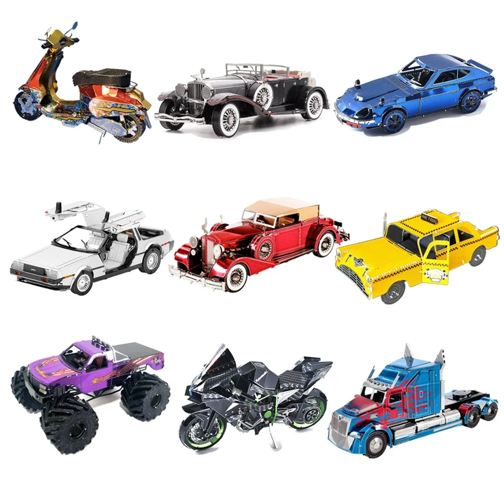 DIY 3D Metal Puzzle Motorcycle Automobile H2R DMC-12 Ford Model T Mustang Nissan Couple FLC Truck Multicolor Manual Puzzle Model