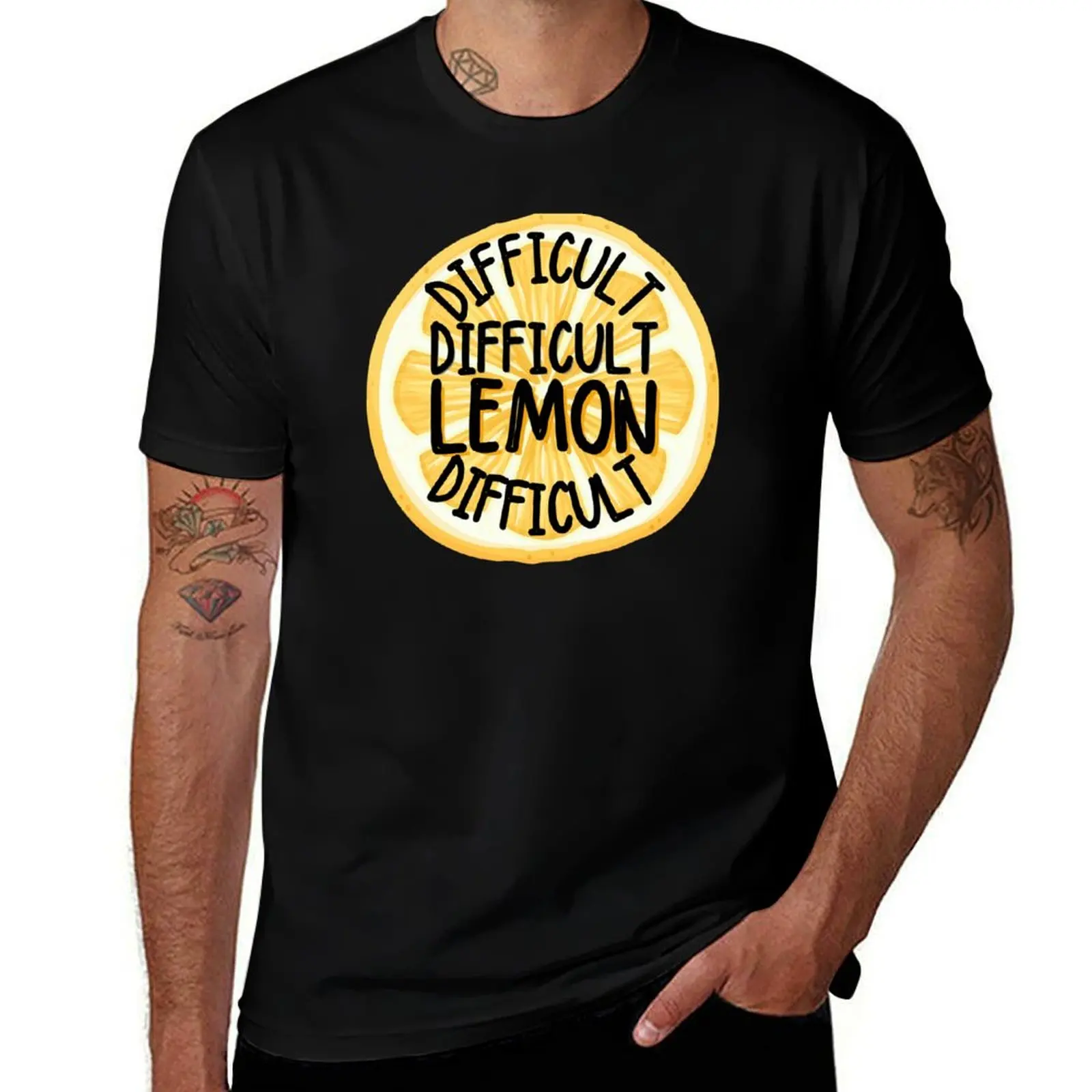 

Difficult Difficult Lemon Difficult T-Shirt Vintage Print Crew Neck Tee