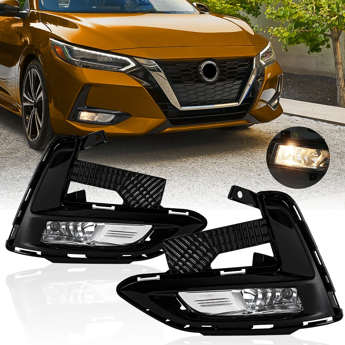 

Car Front Fog Lamp Assembly For Nissan Sentra Sylphy 2019 2020 2021 Halogen Bulb Headlight With Harness Switch Cover Accessories