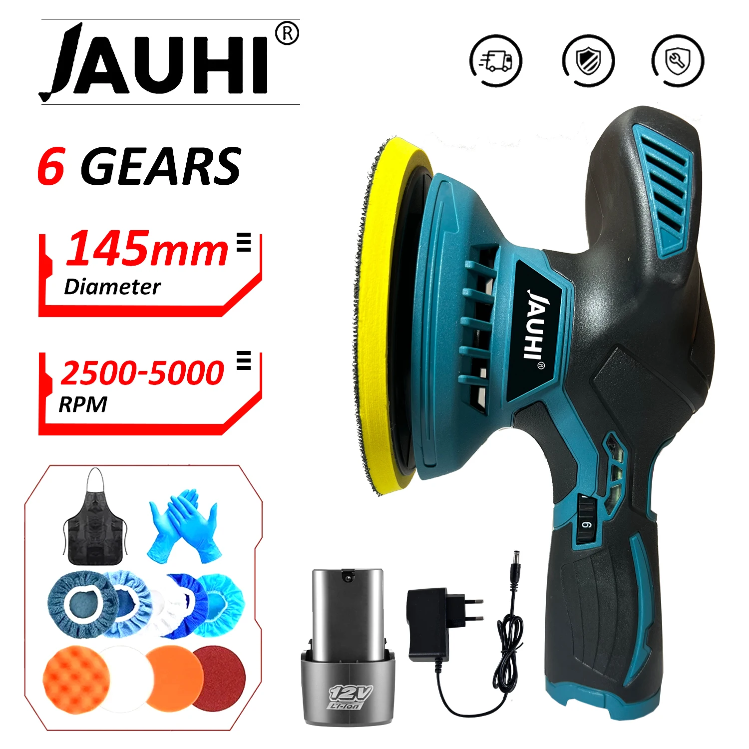 

12V Cordless Car Polisher 6 Gears Lithium Electric Polishing Waxing Machine For Repairing Scratches Wireless Sander Polisher