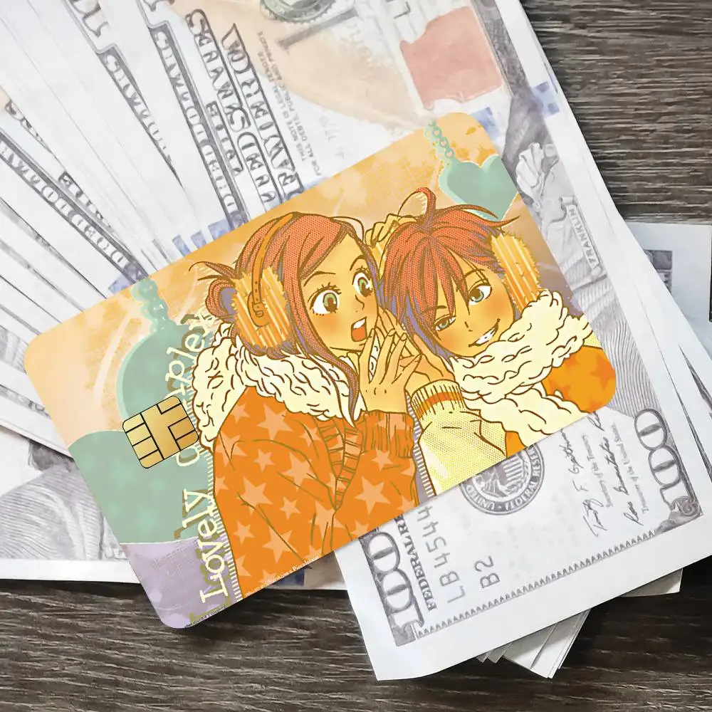 ANIME Lovely Complex Poster Credit Skin Cover Card Stickers 4PCS Film Bus Pass Front Decoration Bank Debit Waterproof