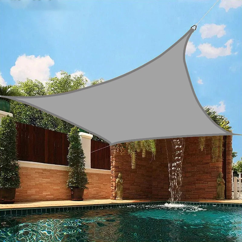 واقي من الشمس مقاوم للماء باللون البيج والرمادي، قماش ظل مستطيل كبير للحماية من المطر والأشعة فوق البنفسجية