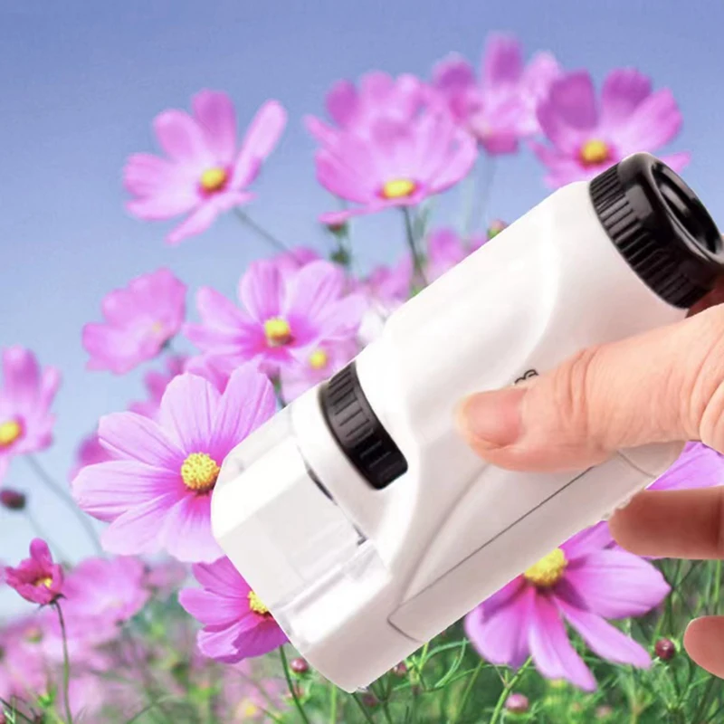 Handheld Microscope Science Laboratory Mini Handheld Battery Powered Children's Microscope Easy To Use White