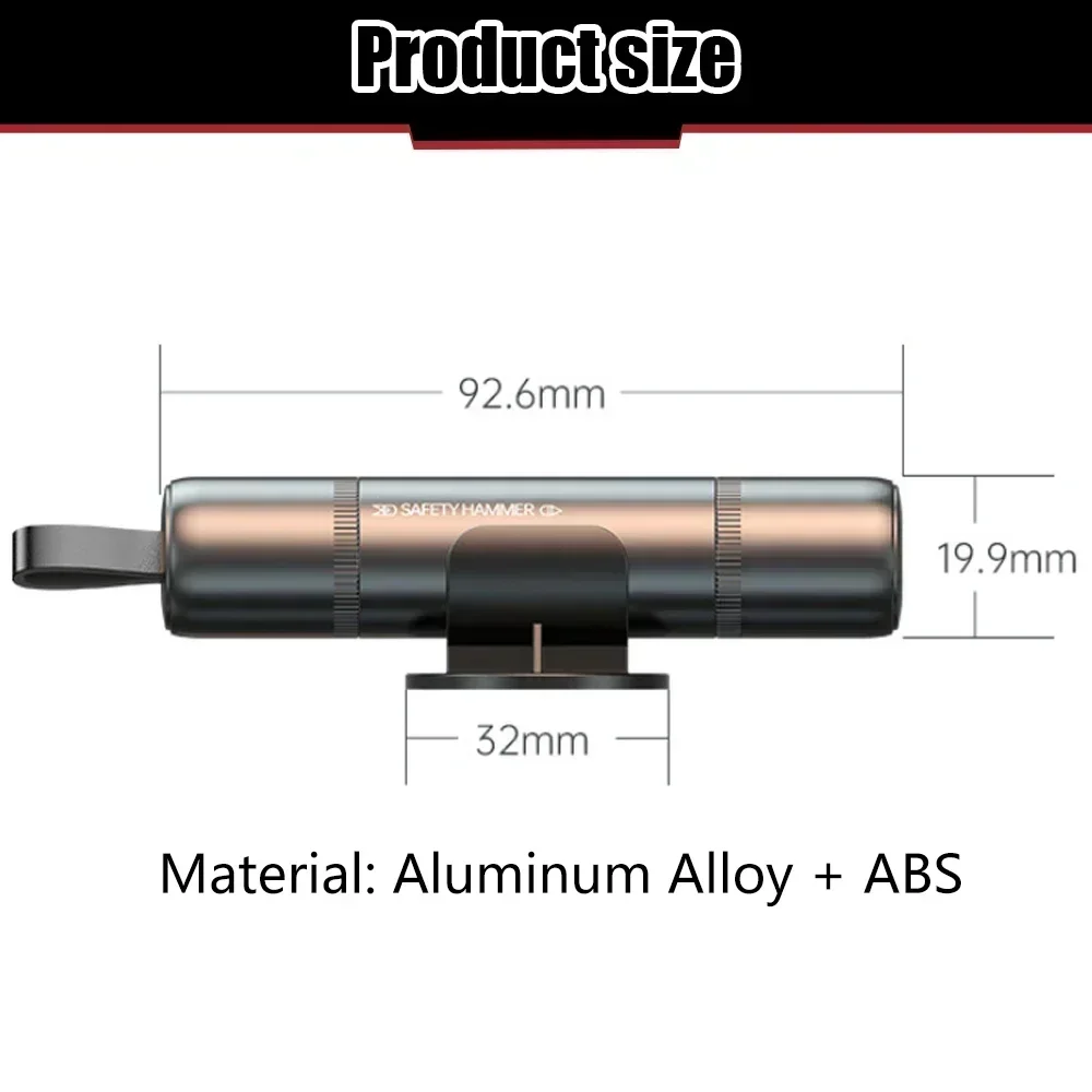 2 In 1 Car Safety Hammer Mini Vehicle Interior Accessory with Seat Belt Cut Tool Glass Window Breaker Car Emergency Tool Kit view 6