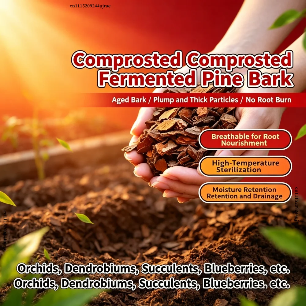 Fermented Pine Bark Mulch, Organic Pine Nuggets for Orchid, Succulent, Bonsai, Blueberry & Garden Soil Amendment 500g