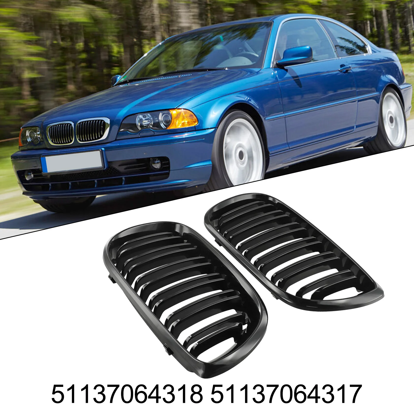 

Решетка воздухозаборника прямого монтажа для BMW E46 (модель 2002 года 2005) с OEM-запчастями # 51137064318 и # 51137064317