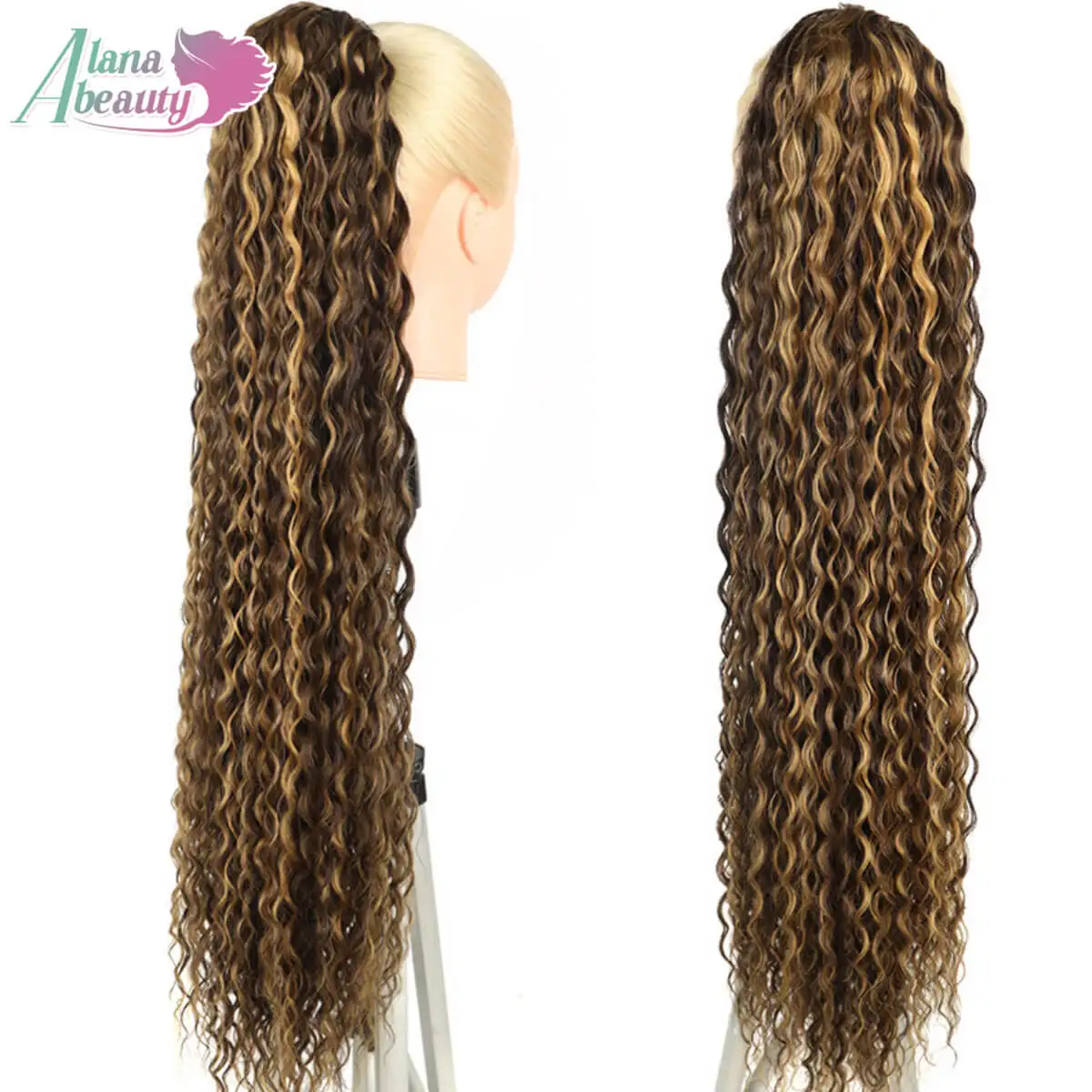 Alana Синтетический вьющийся хвост на шнурке Длинный курчавый вьющийся хвост Органический зажим для наращивания волос в хвосте