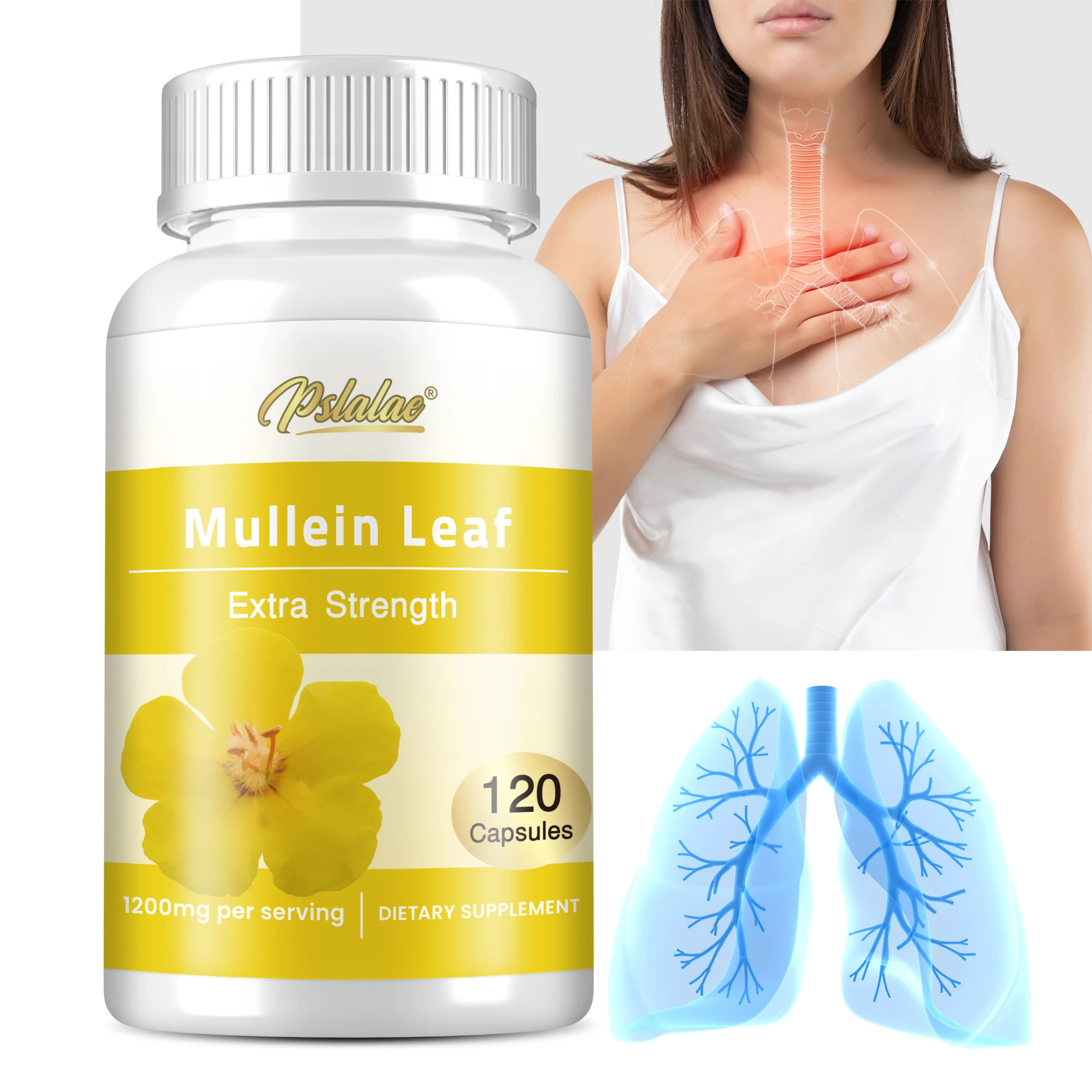 

Mullein Leaf Capsules - for Lung Cleanse Support Healthy Respiratory Function & Mucous Membranes - 120 Capsules