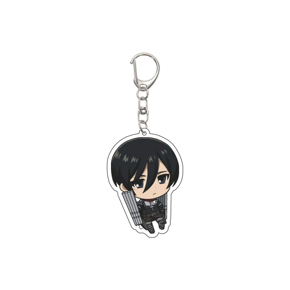 55MM Schlüsselanhänger Anime Attack on Titan Eren Jaeger Mikasa Ackerman Levi Ackerman Hanji Zoe Erwin Smith Acryl-Schlüsselanhänger Niedliche Geschenke